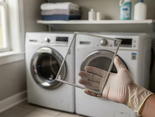 Hopkinton Dryer Vent Cleaning specialist performing detailed lint trap cleaning service in Hopkinton