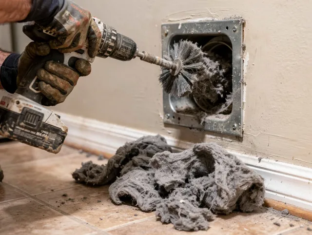 Certified Hopkinton Dryer Vent Cleaning technician performing dryer vent cleaning in Hopkinton
