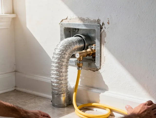 Hopkinton Dryer Vent Cleaning certified technician performing specialized gas dryer vent cleaning in Hopkinton